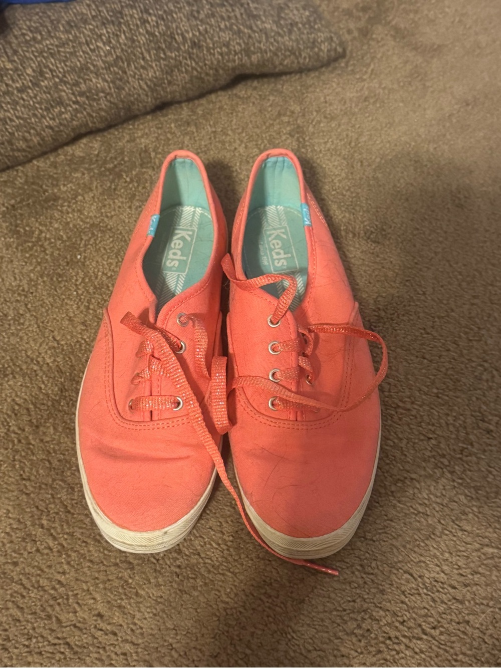 Keds Coral Pink Canvas Lace-Up Sneakers